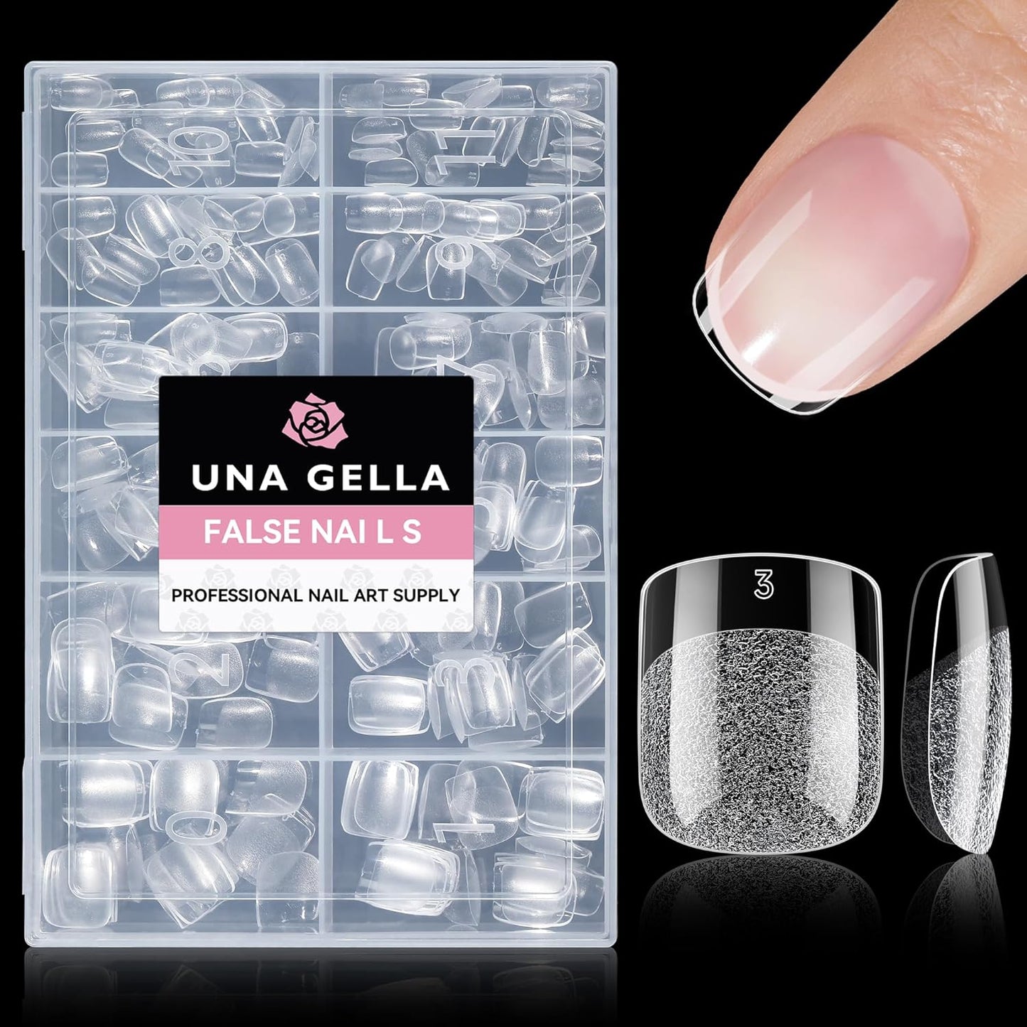 UNA GELLA Extra Short Square Oval Nail Tips - 216pcs Pre-Shaped Half Matte Squoval Clear Acrylic for DIY Press-On Nails