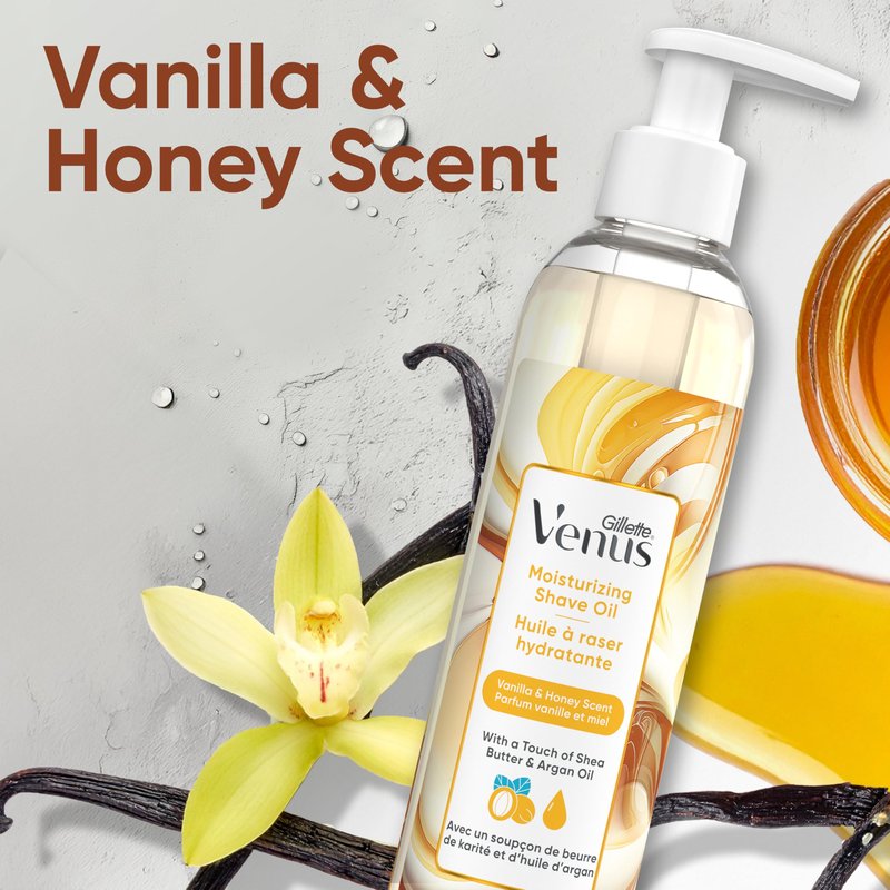 Gillette Venus Moisturizing Shave Oil, Vanilla & Honey Scented, 6 oz