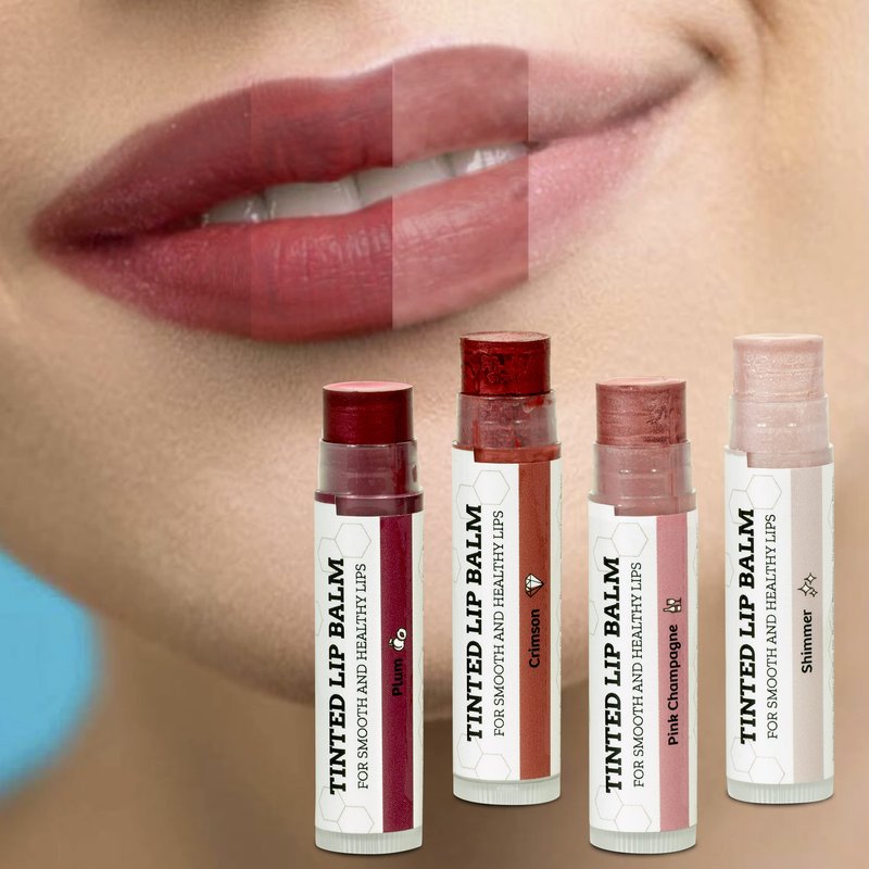 Earth's Daughter Tinted Lip Balm 4 Pack of Assorted Colors - Beeswax, Coconut Oil, Cocoa Butter, Vitamin E - Moisturize and Beautify - Paraben Free