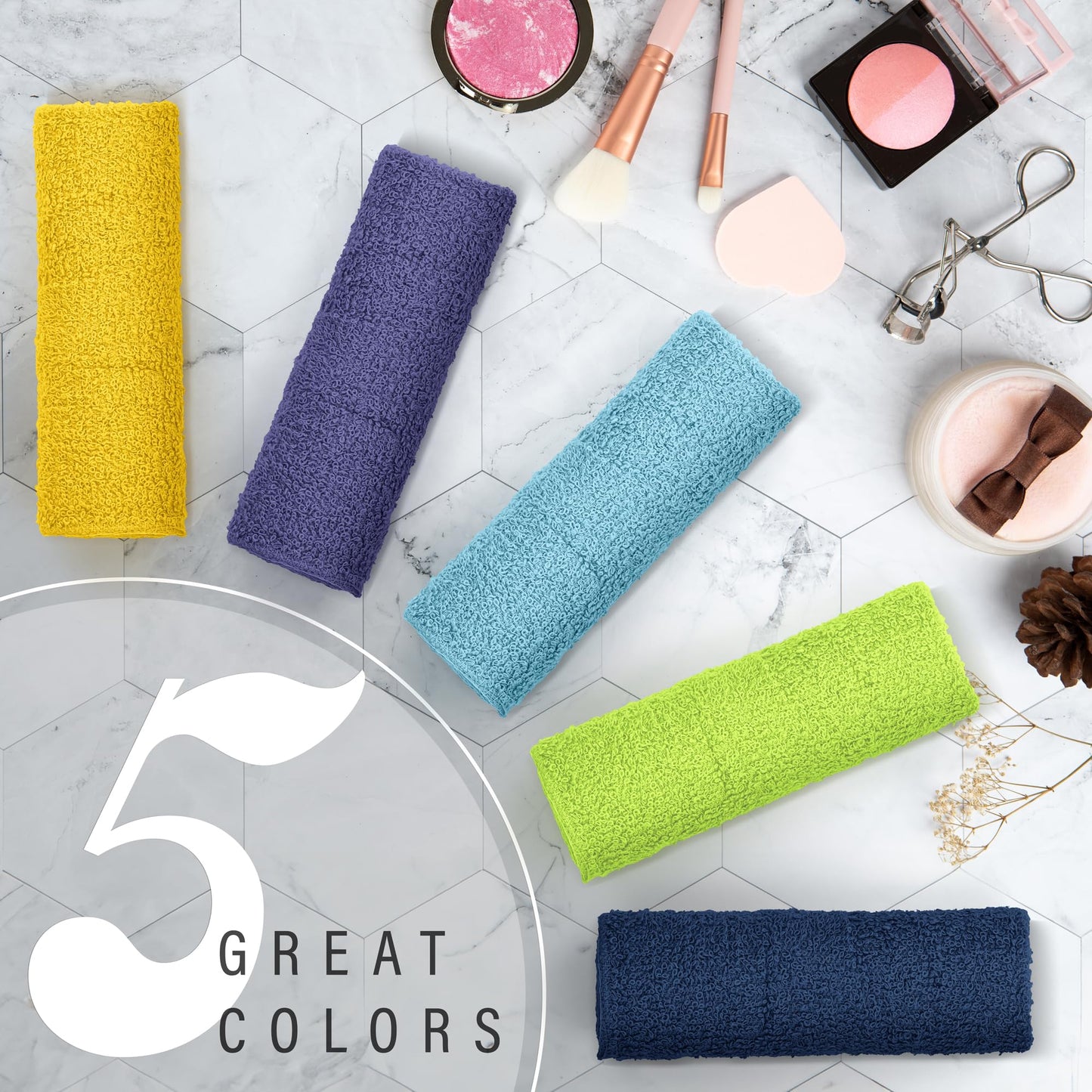 DecorRack 20 Pack 100% Cotton Wash Cloth, Luxurious Soft, 12 x 12 inch Ultra Absorbent, Machine Washable Washcloths, Assorted Set 3 (20 Pack)
