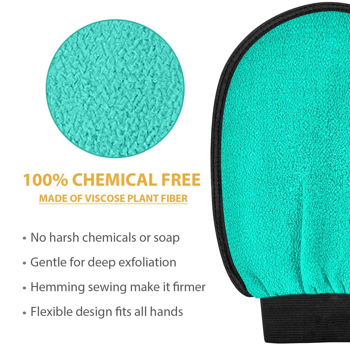 Exfoliating Gloves 2 Pcs, Exfoliating Body Scrubber for Bath Shower Exfoliation, Body Scrub Exfoliator Loofah Sponge for Dead Skin Remover, Korean Exfoliating Mitt (Green)