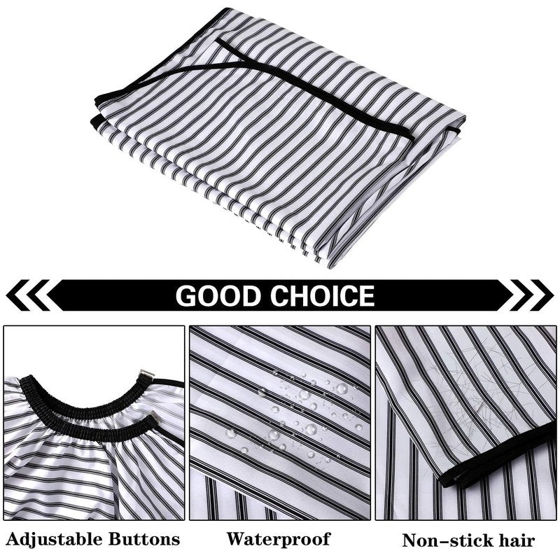 FEBSNOW Professional Hair Cutting Cape with Neck Duster Brush, Salon Barber Cape, Hair Cutting Accessories (Stripe)…