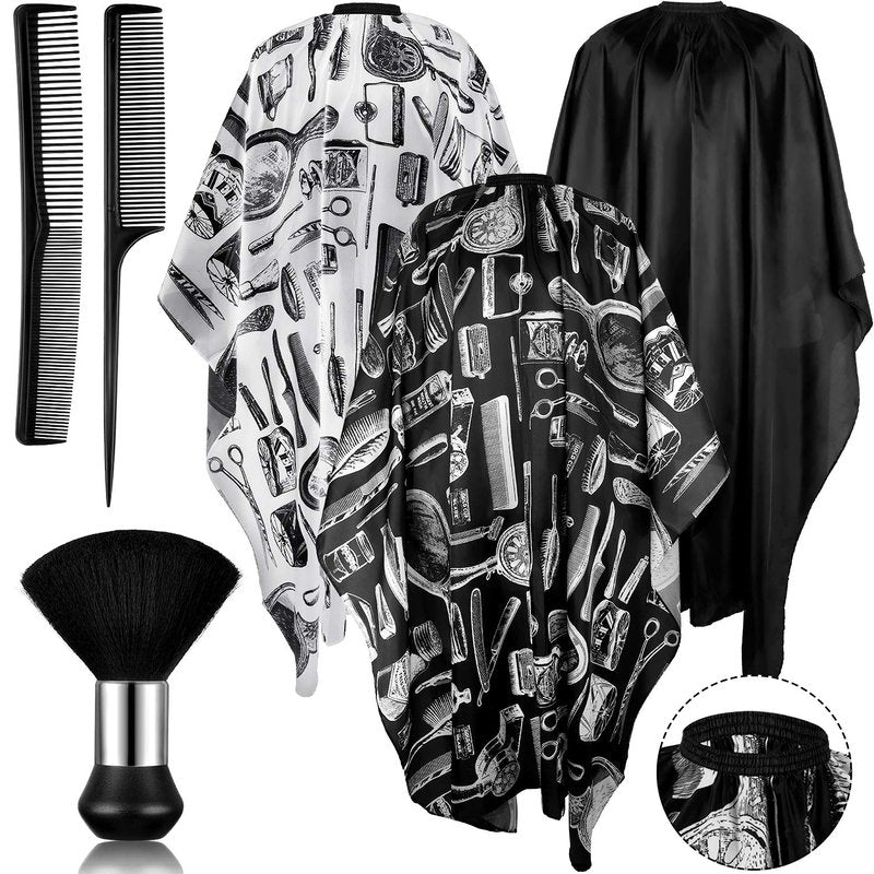 SATINIOR 6 Pcs Professional Salon Barber Capes Waterproof Hair Cutting Capes with Neck Duster and Combs Brush with Adjustable Snap Closure for Women Men Hair Stylist Salon Barbershop Hairdressing