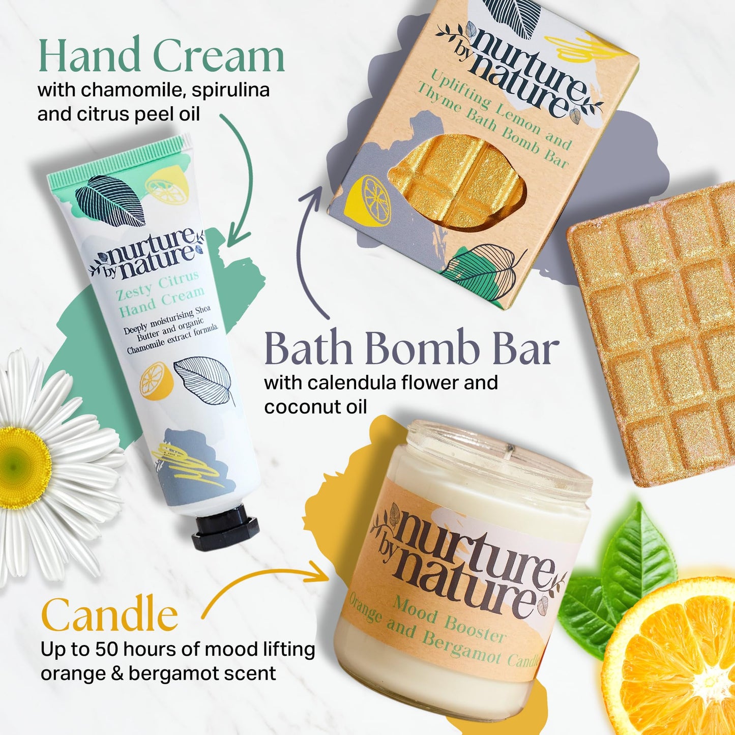 Nurture by Nature RELAX & UPLIFT Spa Kit for Women – Birthday Gifts for Women – 6 Piece Gift Basket with Hand Soap, Body Scrub, Hand Cream & More - Vegan Self Care Kit - Relaxation Gifts for Her