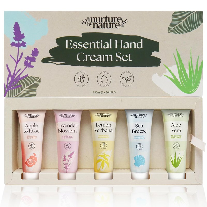 Nurture by Nature Hand Cream Gift Set - 5 Travel Size Lotions Enriched with 6% Shea Butter & Glycerin