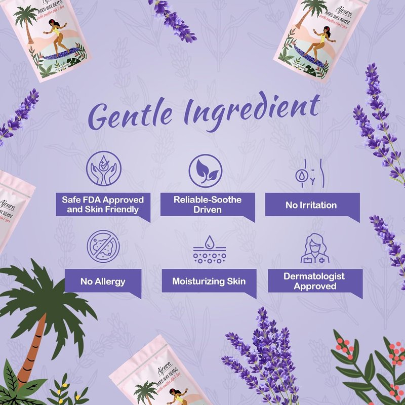 Ajoura Hard Lavender Wax Beads - 1lb Full Body Hair Removal Wax | Brazilian, Bikini, Face, Underarms, Legs (Refill)