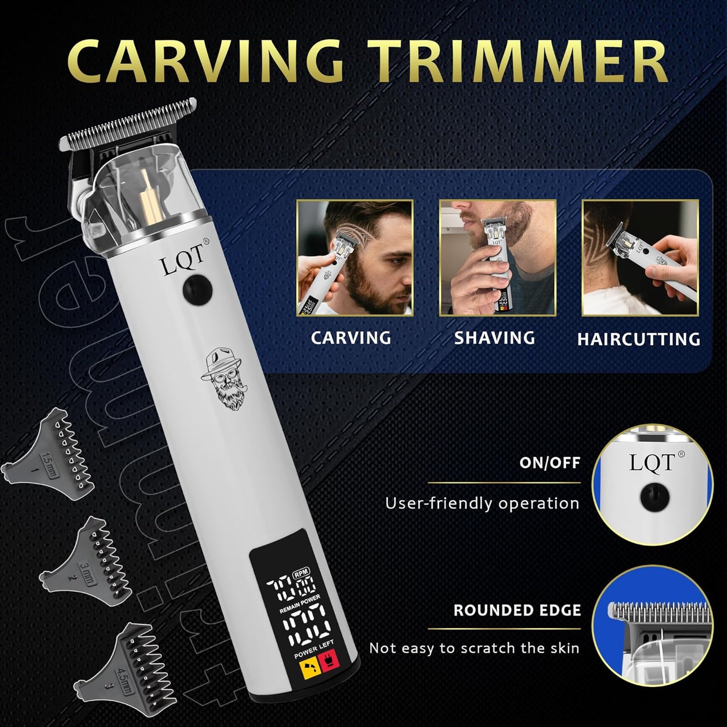Skiennix Professional Barber Kit - Cordless Hair Clipper, Trimmer & Rotary Shaver Set | LED Display, USB-C Rechargeable, Low Noise