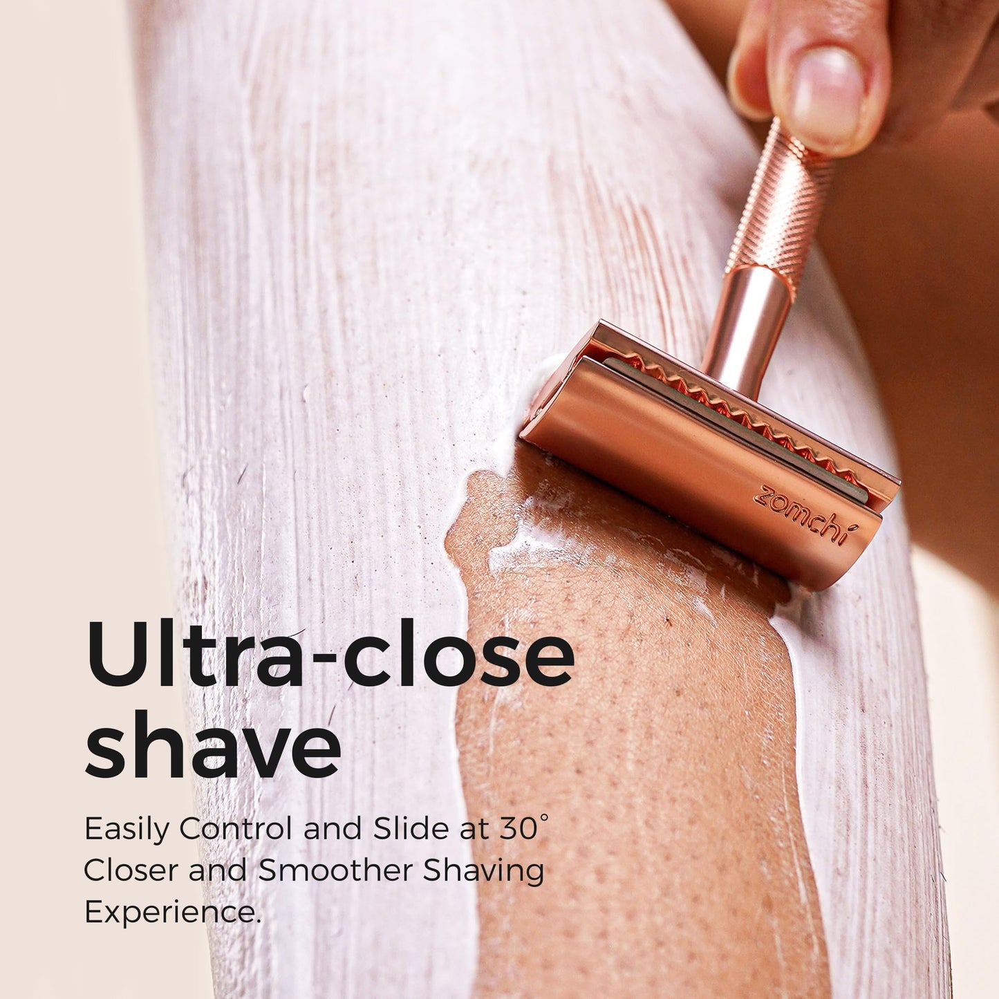 ZOMCHI Safety Razor for Men&Women with 5 Double Edge Safety Razor Blades, Double Edge Razor, Reusable Razor, Plastic Free – Rose Gold