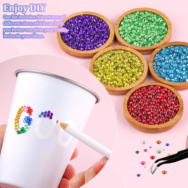 Skiennix 20000 Pcs Resin Rhinestones - Multicolor Flatback Gems with B7000 Glue for DIY Crafts