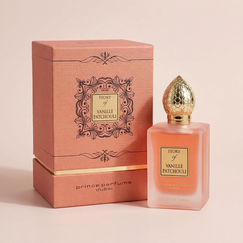 Prince Parfums Dubai | Story of Vanille Patchouli Extrait de Parfum - Alluring Floral Blend of Vanilla & Tonka Bean - 3.4 Oz