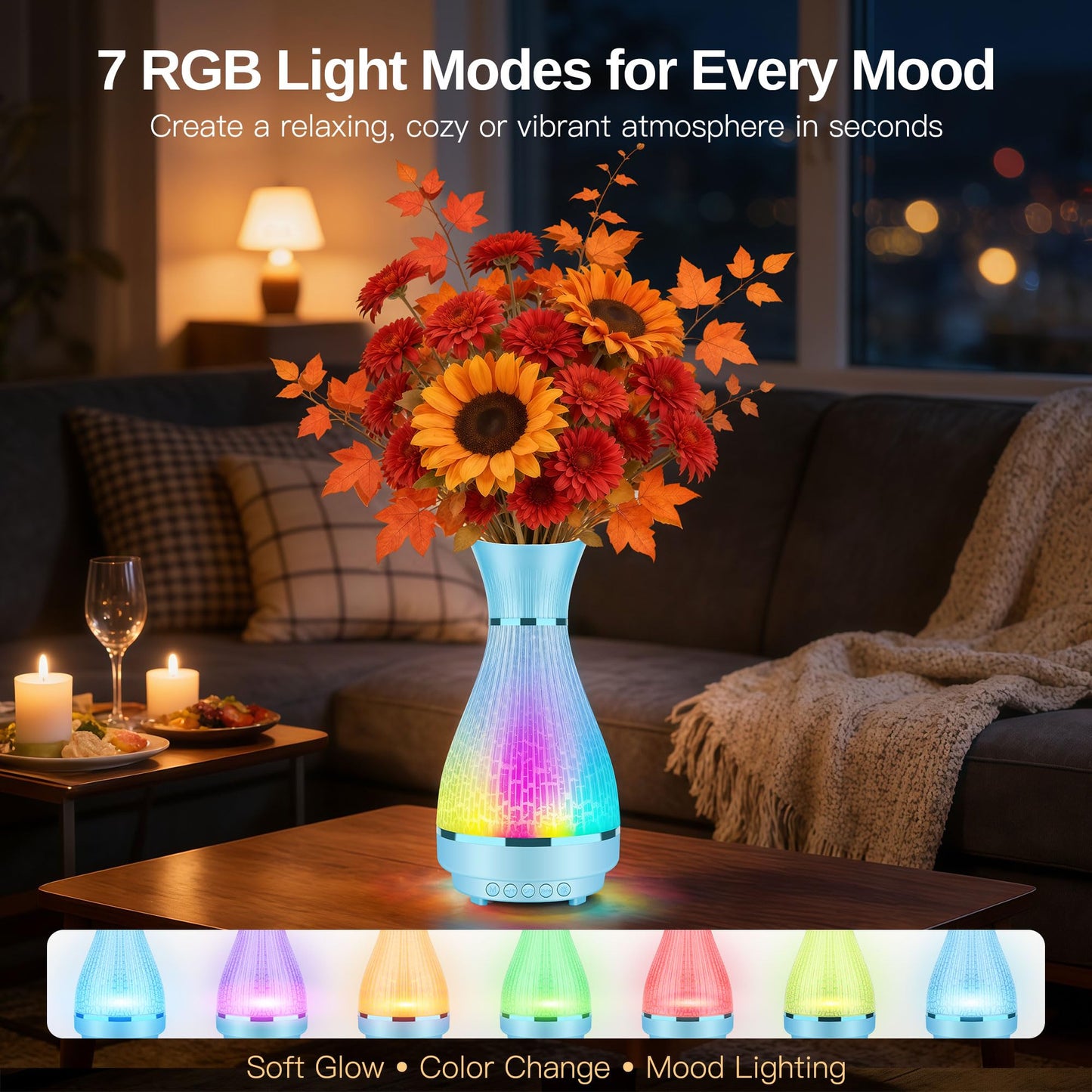 3-in-1 Vase Bluetooth Speaker With Ambient Light & White Noise, 8H Playtime, Water-Safe Flower Vase for Bedroom, Living Room Decor, Mother's Day,Birthday Gift for Women, Mom, Wife or Girlfriend