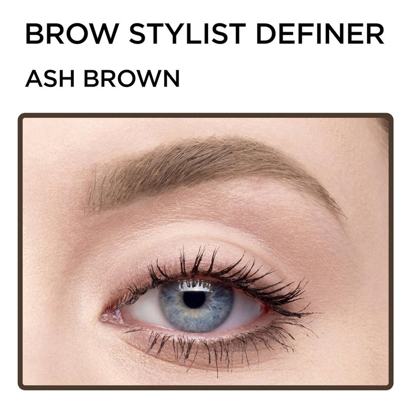 L'Oreal Paris Brow Stylist Definer - Waterproof Eyebrow Pencil for Precision Filling | Medium Ash Brown, 0.003 Oz