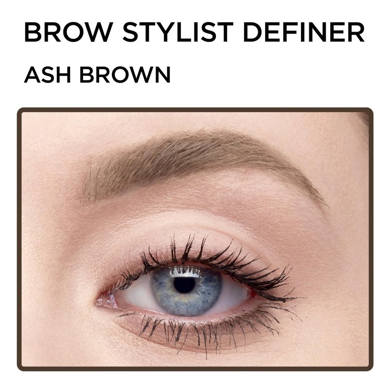 L'Oreal Paris Makeup Brow Stylist Definer Waterproof Eyebrow Pencil, Ultra-Fine Mechanical Pencil, Draws Tiny Brow Hairs and Fills in Sparse Areas and Gaps, Medium Ash Brown, 0.003 Oz (Pack of 2)