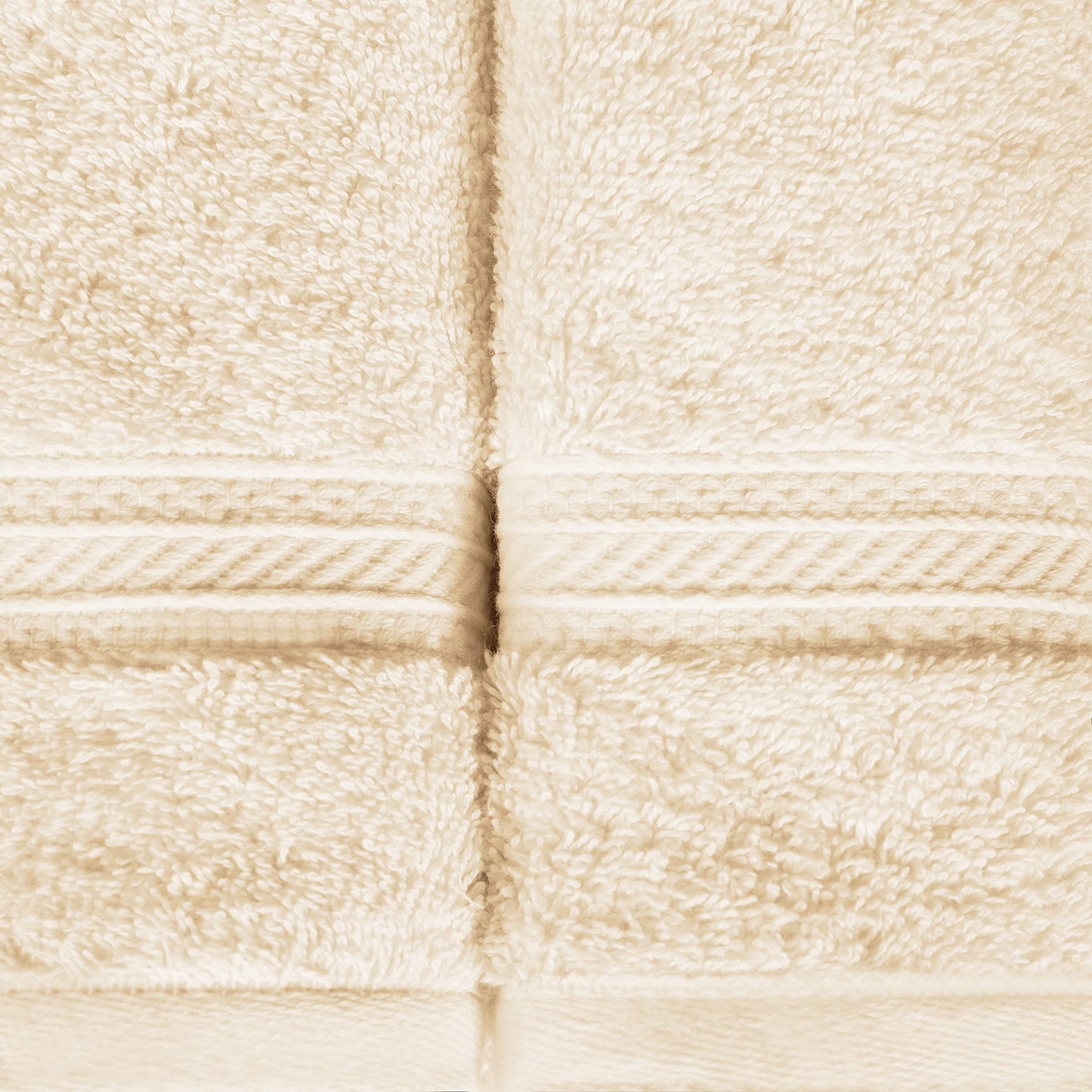 Superior Long Staple 100% Combed Cotton 700GSM 8-Piece Solid Towel Set for Bathroom, Shower, Kitchen-Super Soft, Assorted 8-Piece Towels, 4 Face/Washcloths, 2 Hand Towels, 2 Bath Towels, Almond