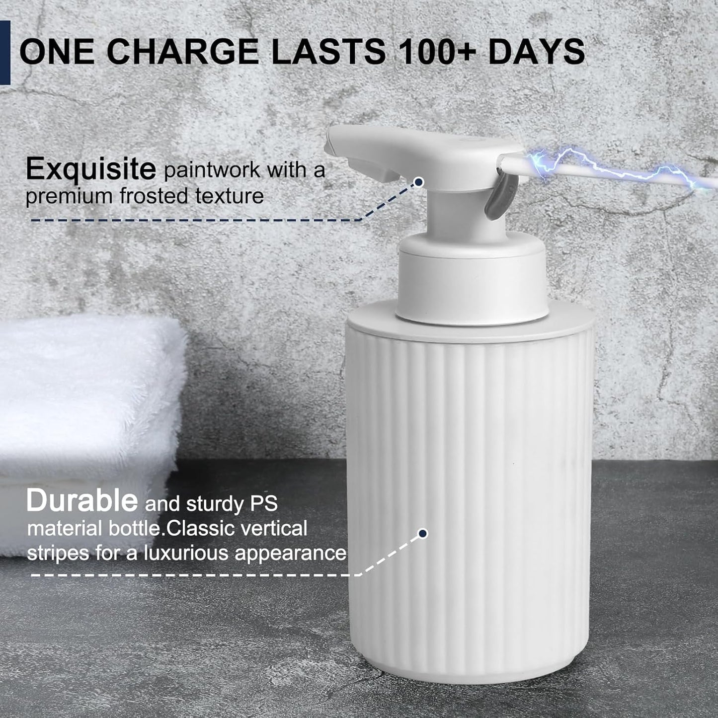 Skiennix Touchless Soap Dispenser - Rechargeable 9oz Electric Liquid Dispenser for Kitchen & Bathroom