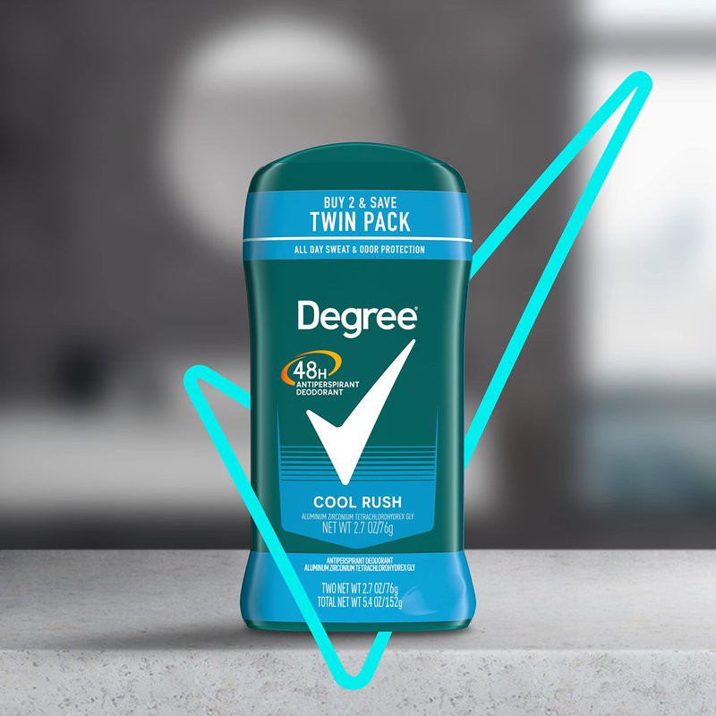 Degree Antiperspirant Deodorant Cool Rush | 48-Hour Protection | For Men | 2.7 oz, Pack of 6