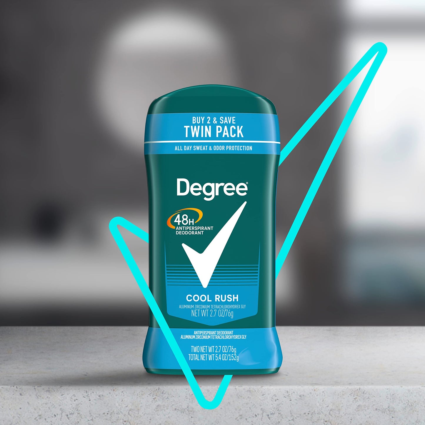 Degree Men Original Antiperspirant Deodorant 48-Hour Sweat & Odor Protection Cool Rush Antiperspirant For Men 2.7 oz Twin Pack (Pack of 5)