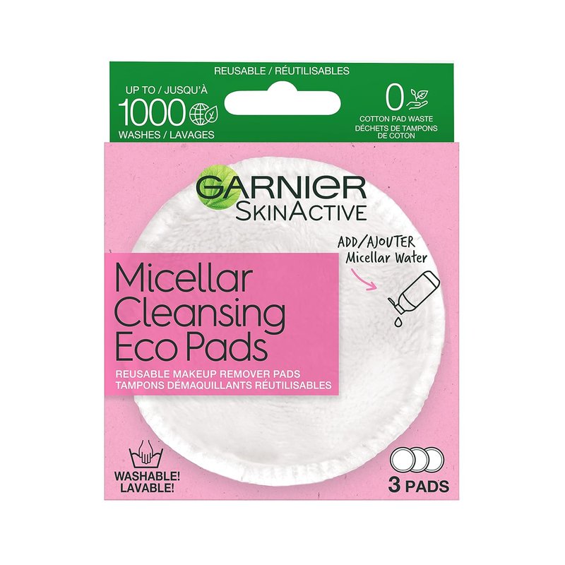 Garnier Micellar Cleansing Eco Pads - Reusable Ultra-Soft Microfiber Pads | 3-Pack