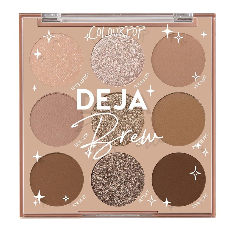 ColourPop Deja Brew Eyeshadow Palette - High-Pigment Cool-Toned Nude Shades | Matte & Metallic Finishes (0.3 oz)