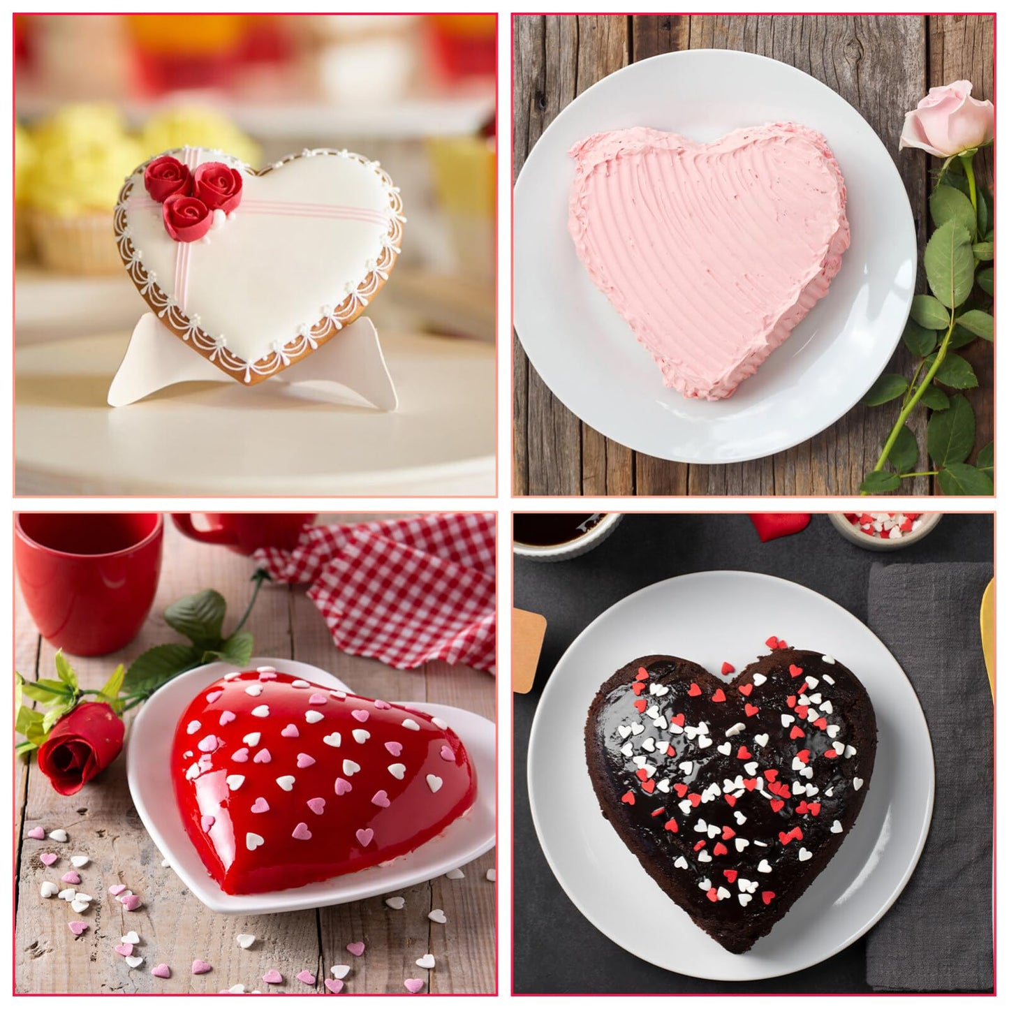 TOVINANNA Heart-Shaped Cake Pan Set 8-Inch Silicone Molds for Baking Non-Stick Silicone Cake Tins for Romantic Occasions Oven and Microwave Safe - 2 Pack