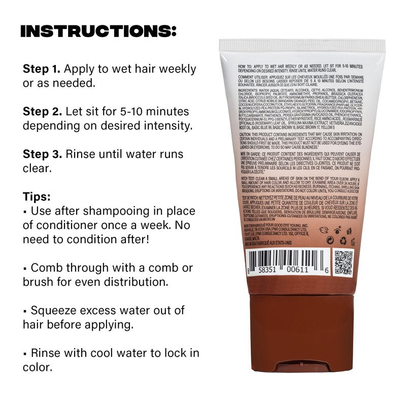 Good Dye Young Color Depositing Mask, DYEposit Color Depositing Conditioner, Toning Treatment, Tone & Enhance Color-Treated Hair - Semi Permanent Hair Dye, Vegan and Cruelty-Free (Chocolate) 4 fl oz
