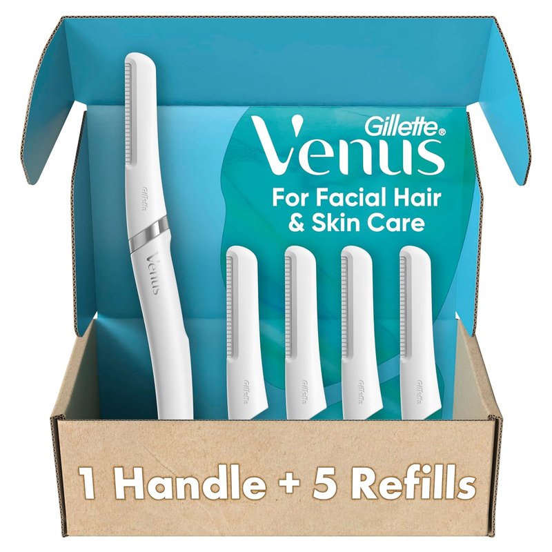 Gillette Venus Facial Razor - Exfoliating Dermaplaning Tool for Smooth Skin | 5 Replaceable Blade Refills
