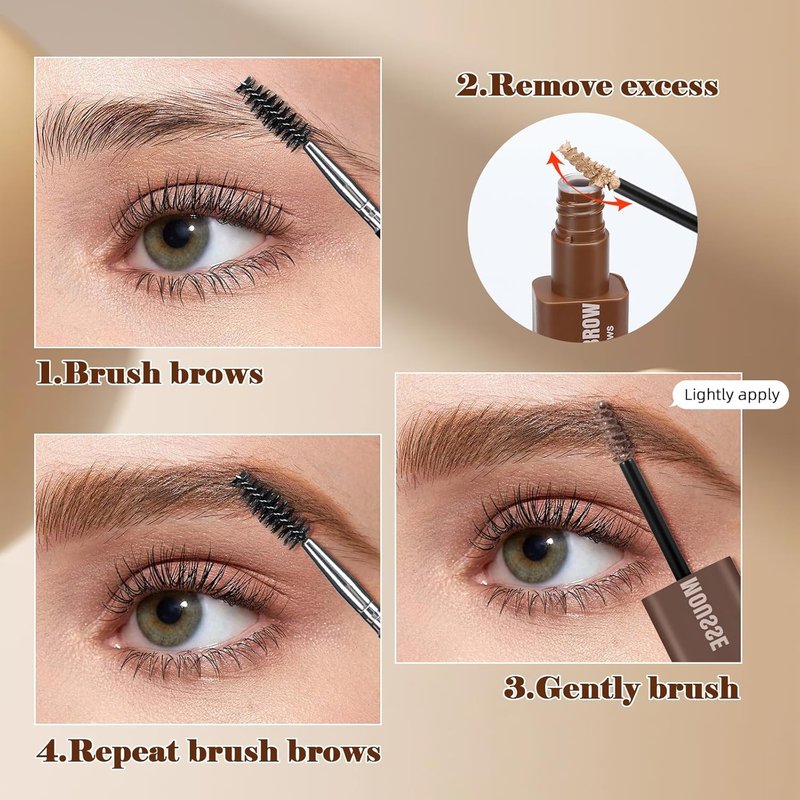 Skiennix Brow Super Fluff Eyebrow Mousse - Volumizing, Tinted, Waterproof Formula in Medium Brown