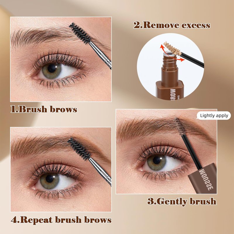 Brow Super Fluff Eyebrow Mousse with Brush, Volumizing and Tinted Thickening Eyebrow, Easy-to-Use, Long-Lasting, Waterproof for Fluffy Brow Mouse, Black Brown