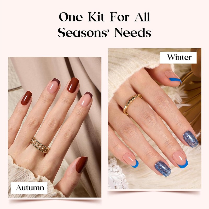 Beetles Press On Nails Kit - 720 Pcs Candy Mix | 24 Colors Short Square Nails with Glue & Stickers
