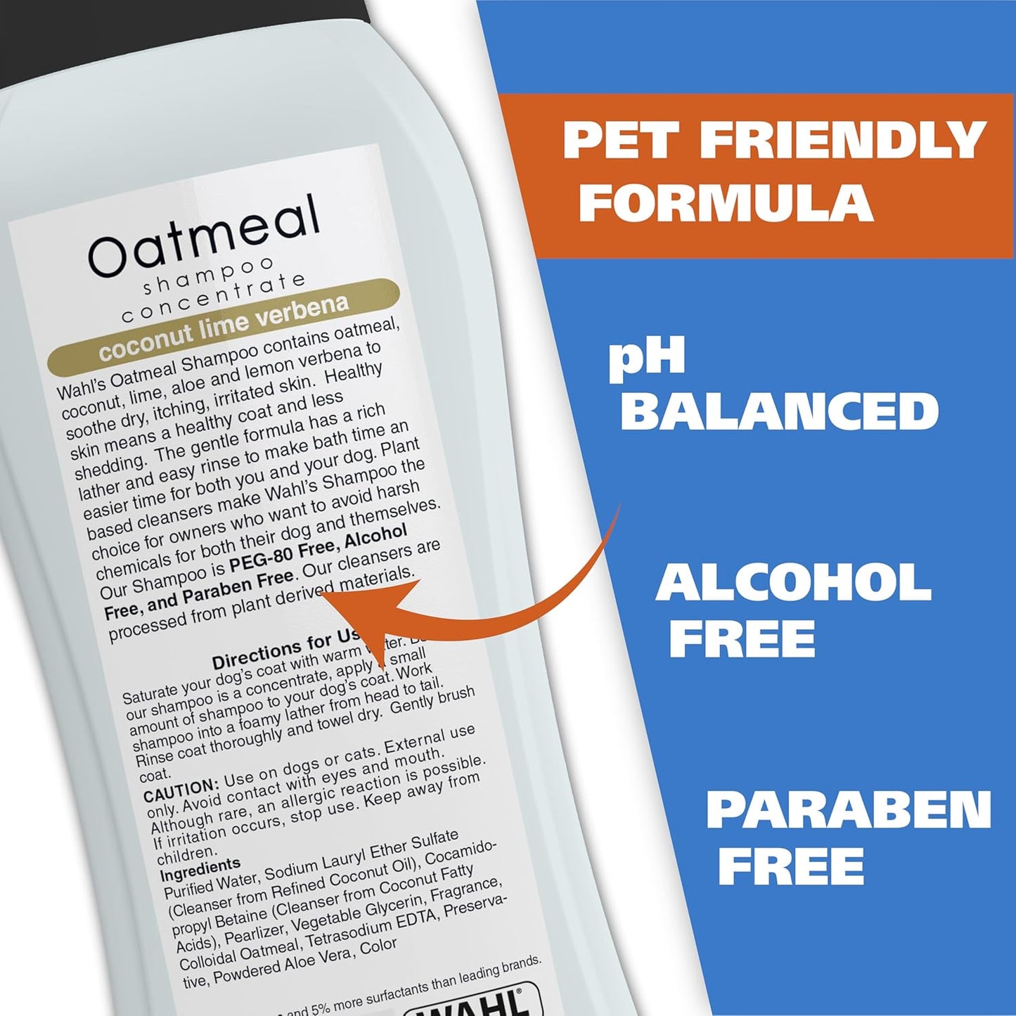 Wahl USA Pet Shampoo - Dry Skin & Itch Relief Oatmeal Formula with Coconut Lime Verbena, 24 Oz