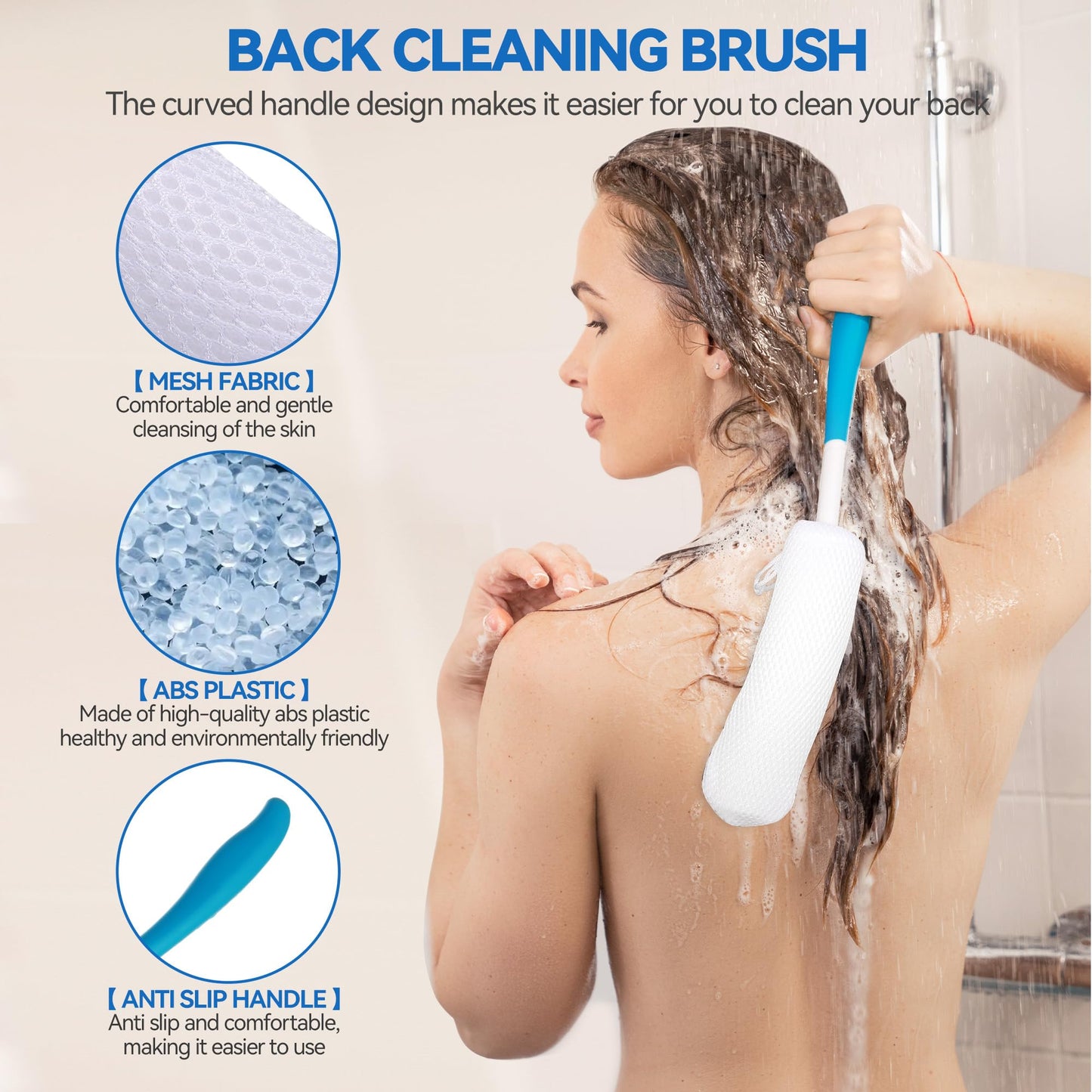 Wefaner Toilet Aids Set for Wiping - Long Handle Butt Wiper, Anti-Slip Curved Handle Bath Body Brush and Curve Hair Brush for People Overweight, Elderly and Disabled People（3PCS Personal Hygiene Kit)