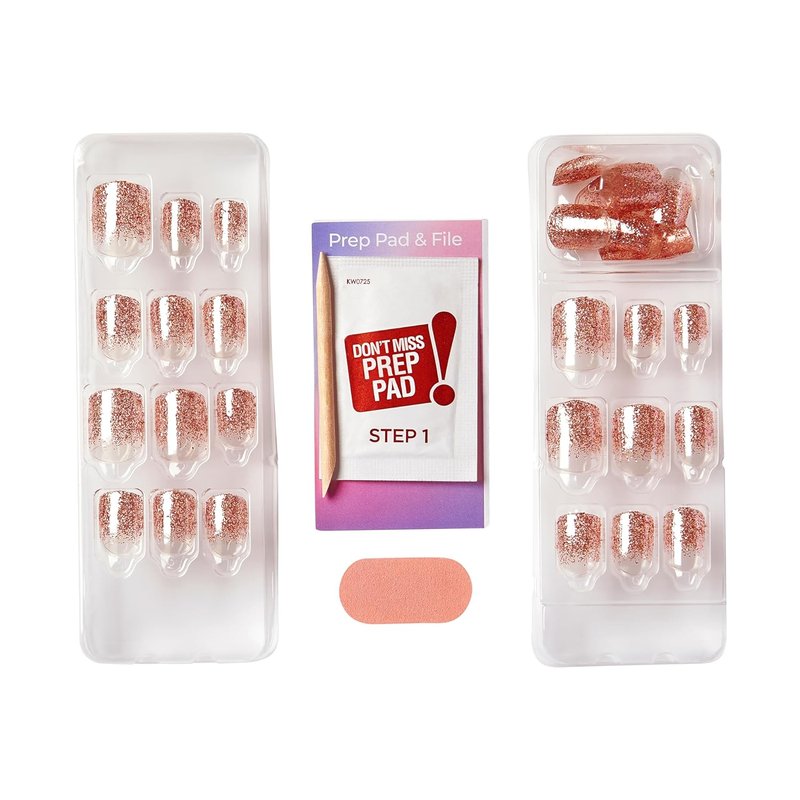 Kiss Impress No Glue Press-On Nails - Color FX 'Dimension' | Short Squoval Shape, 30 Nails & Accessories