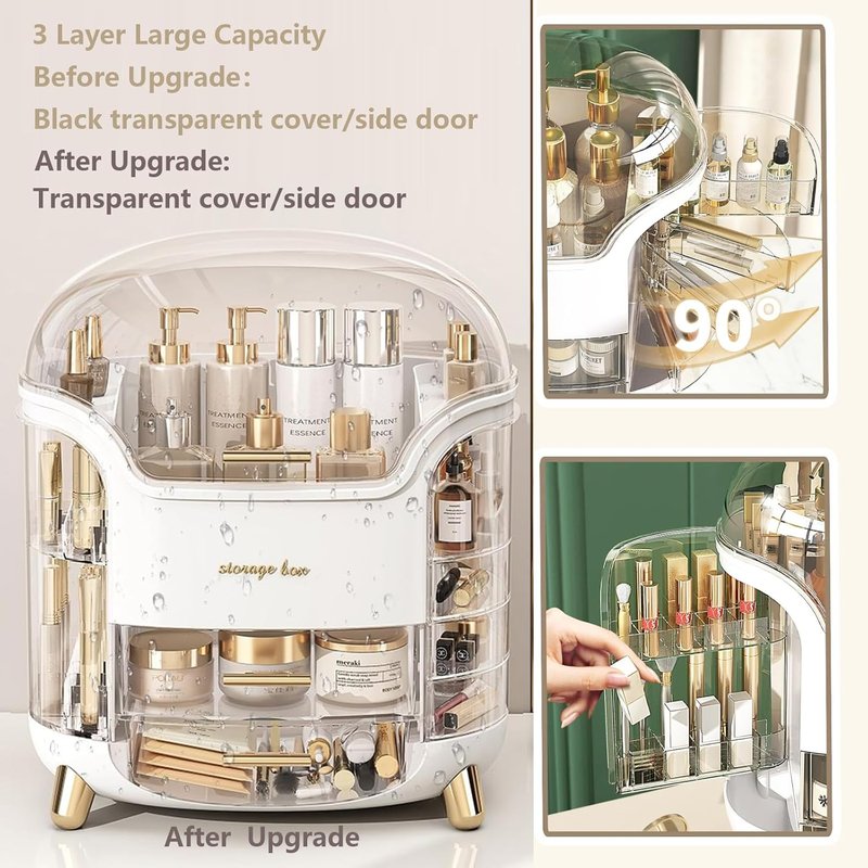 Omeily Large Makeup Organizer - Clear Vanity Storage Box for Cosmetics & Skincare | Easy Visibility
