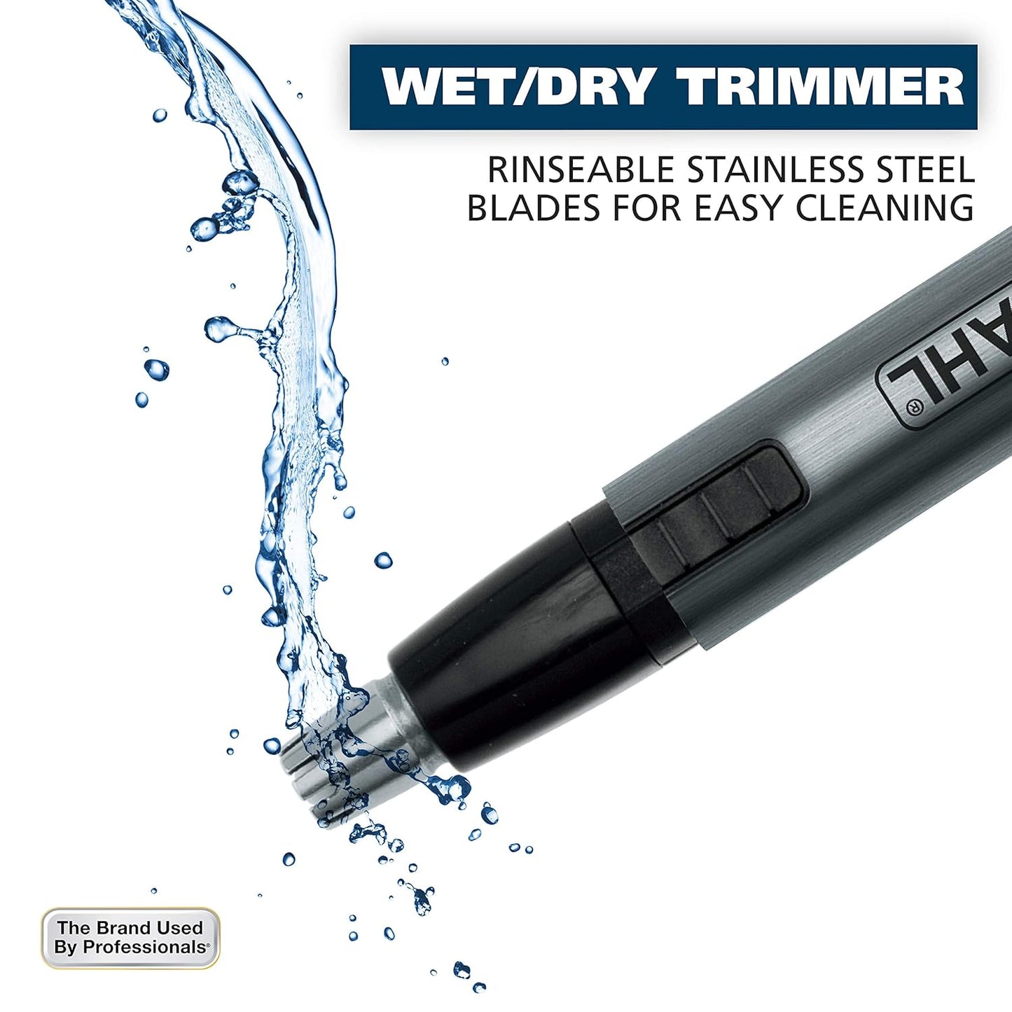 Wahl Micro Groomsman Personal Trimmer - Battery Powered Facial Detailing Tool | Rinseable & Interchangeable Heads