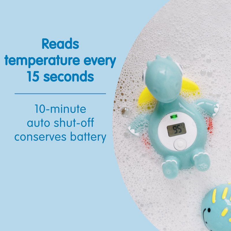 Dr. Brown's CleanUp Temposaurus Floating Bath Thermometer for Accurately Measuring Baby's Bath Water Temperature, BPA Free