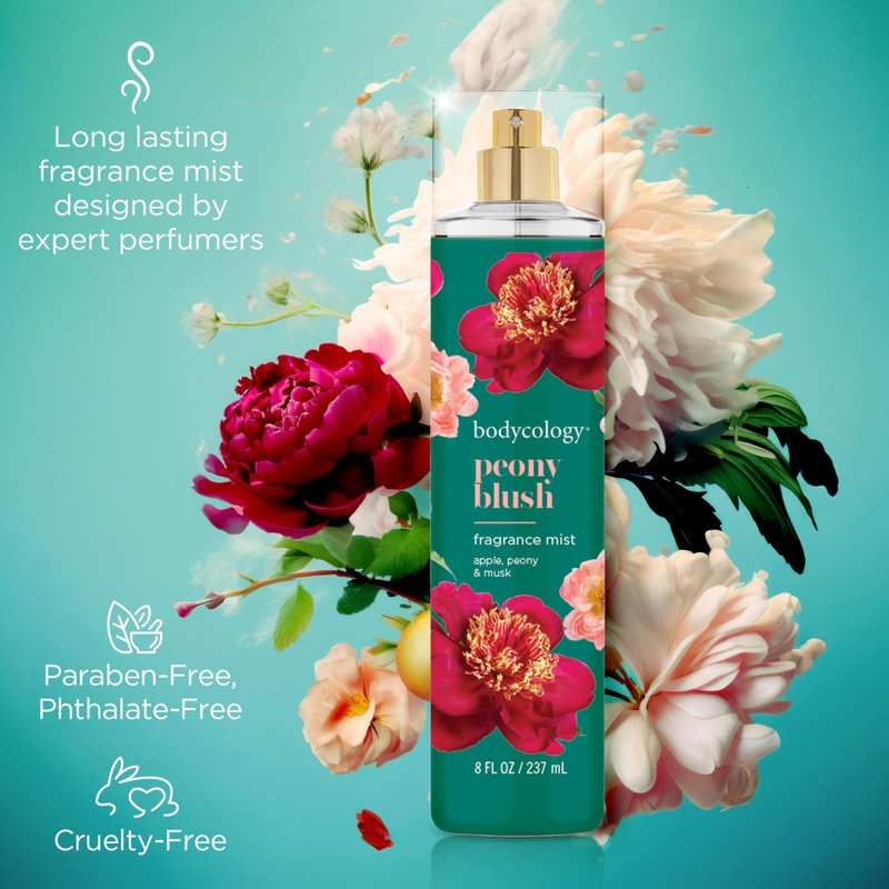 Bodycology Long-Lasting Fragrance Body Mist, Peony Blush, 8 fl oz