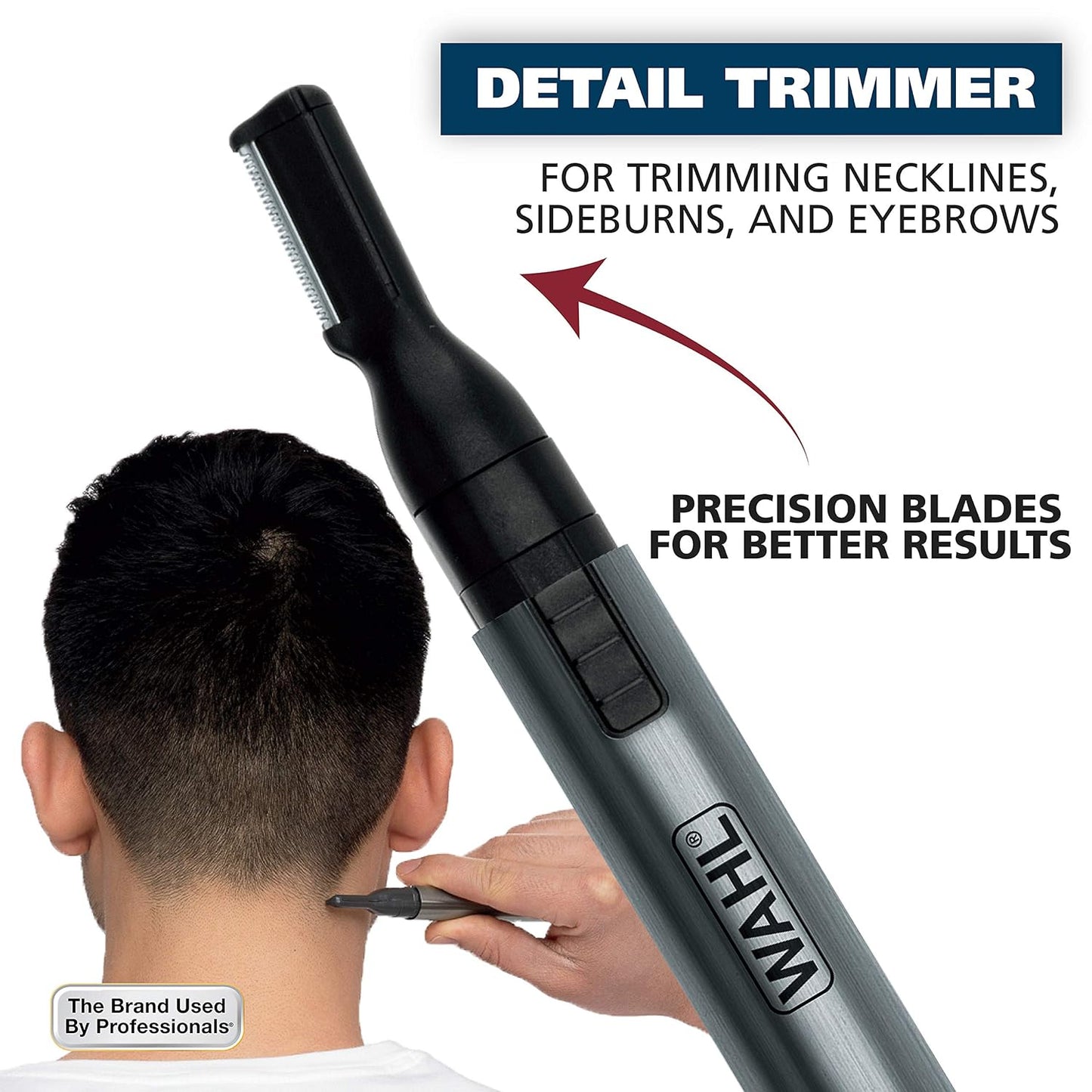 Wahl Micro Groomsman Personal Trimmer - Battery Powered Facial Detailing Tool | Rinseable & Interchangeable Heads