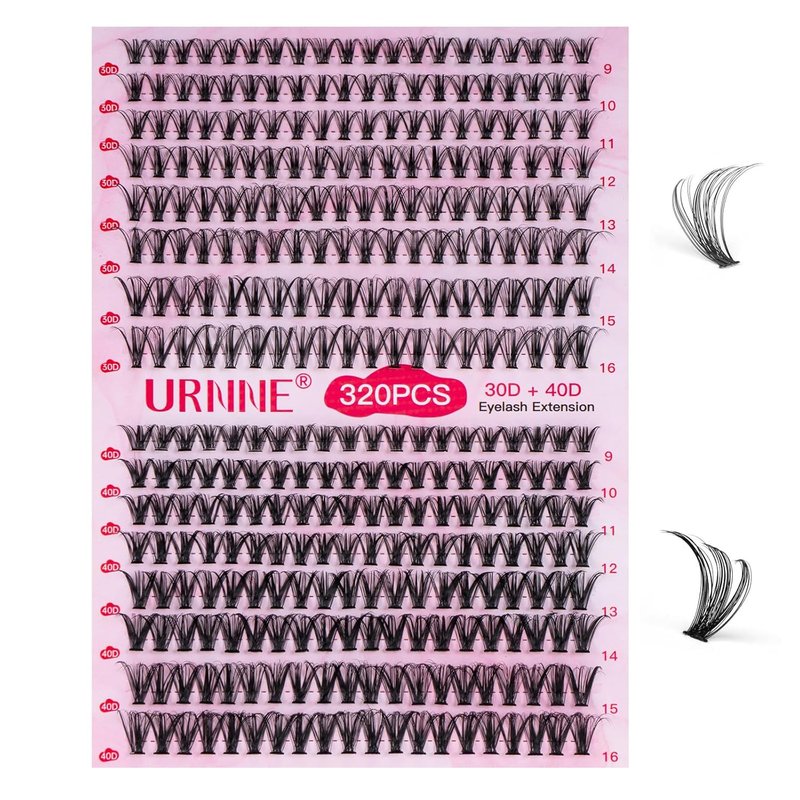 Eyelash Extension Kit - 320Pcs DIY Lash Clusters 9-16mm Mix | Includes Bond, Seal, Remover & Tweezers