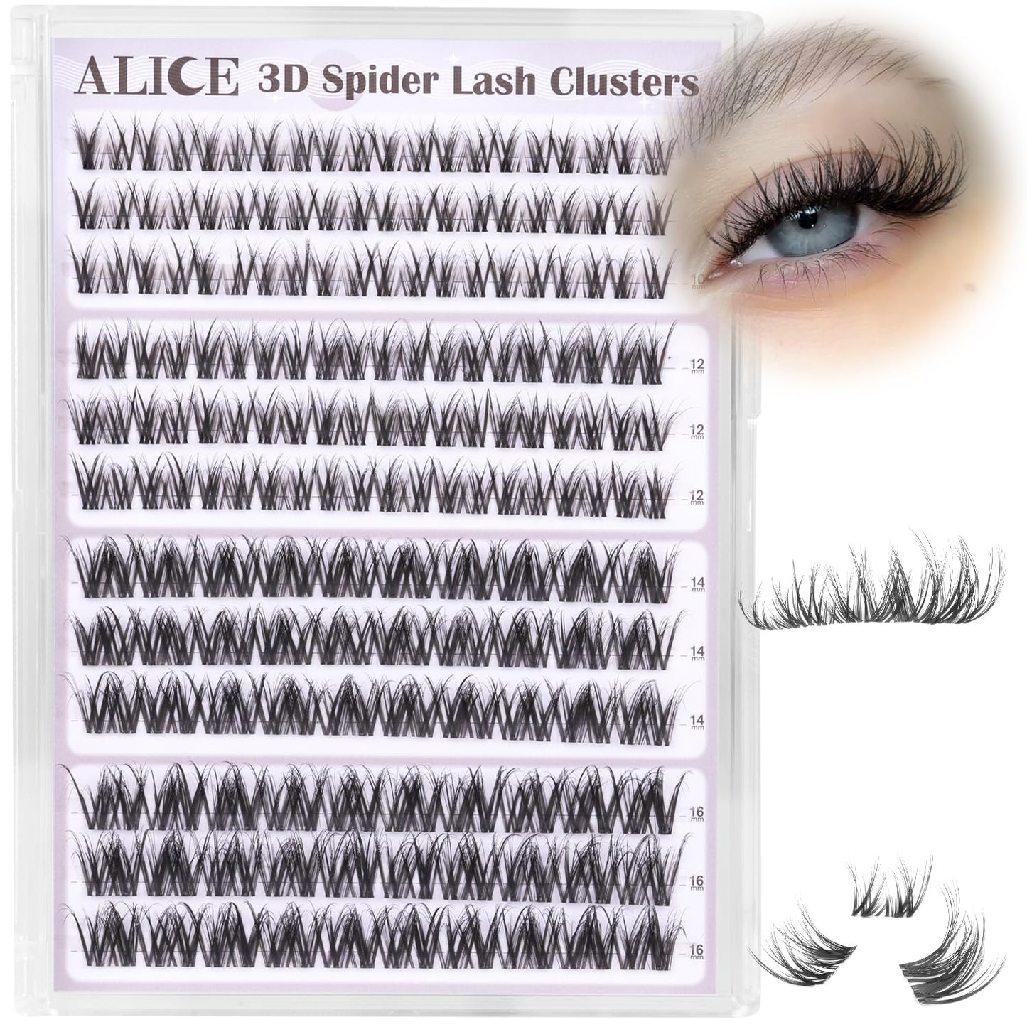 Spider Lash Clusters - 3D Wispy Volume Eyelash Extensions | Thin Band Individual Lashes 10-16mm