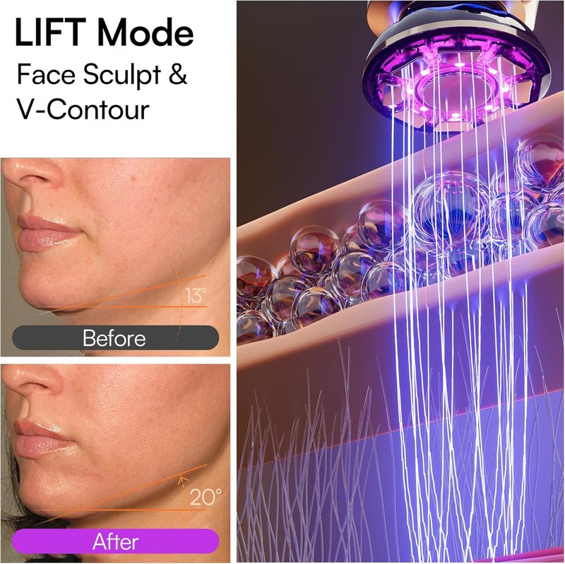 INIA Flare Microcurrent Facial Device - 3-in-1 Red Light Therapy Massager for Face & Neck | Heat & Vibration for Firming & Smoothing