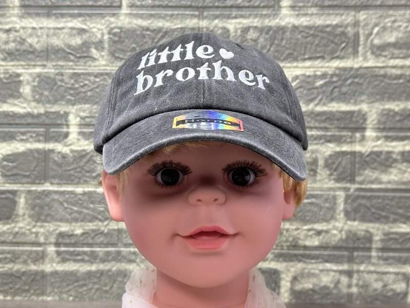 Horpe Little Brother Hat for Boys, Lil Bro Gifts for Kid Child, Pride Baseball Cap for Sibling, Embroidered Adjustable Cotton Black Hat