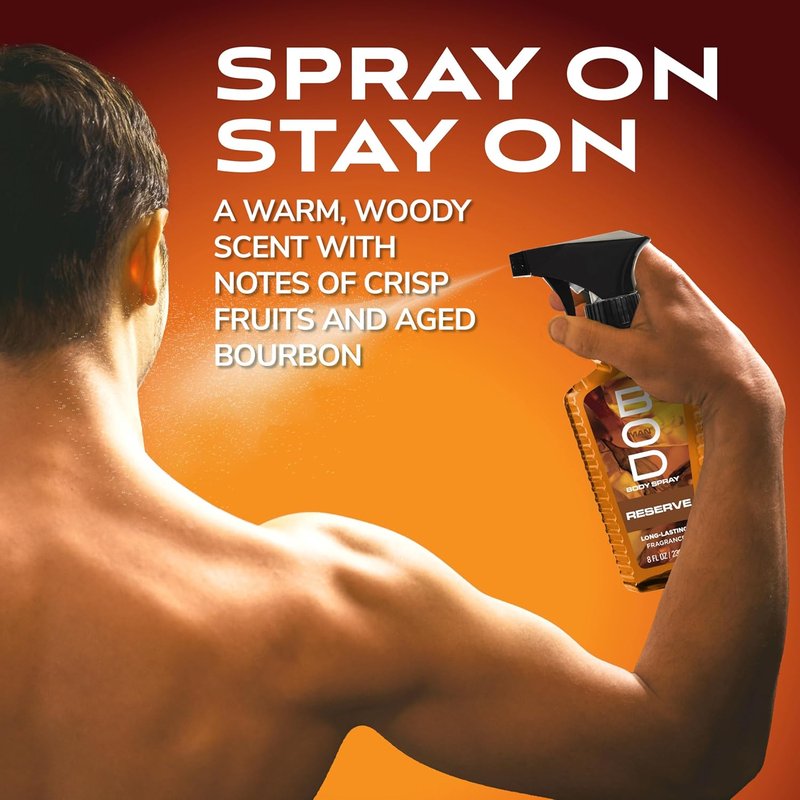 BOD Man Reserve Fragrance Body Spray - Invigorating Scent | 8 Fl Oz Size
