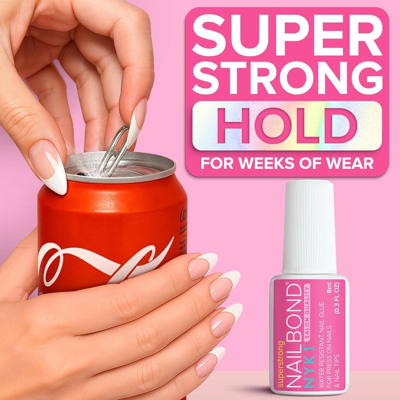 NailBond Super Strong Nail Glue - Long Lasting Brush-On Adhesive for Press-On & Acrylic Nails | 8ml