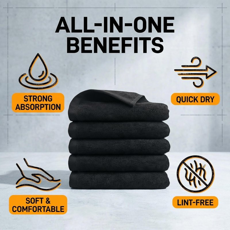 LMMINBZ 4Pcs Black Hand Towels for Bathroom Christmas Decorations Clean Face Towels Decoration Small Microfiber Washcloths Towel for Face Hand13.7 x29.5inch