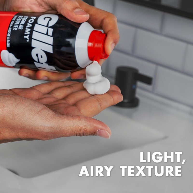 Gillette Foamy Shaving Cream - Regular Formula, 11 oz Each | Pack of 12 for Smooth Shaves