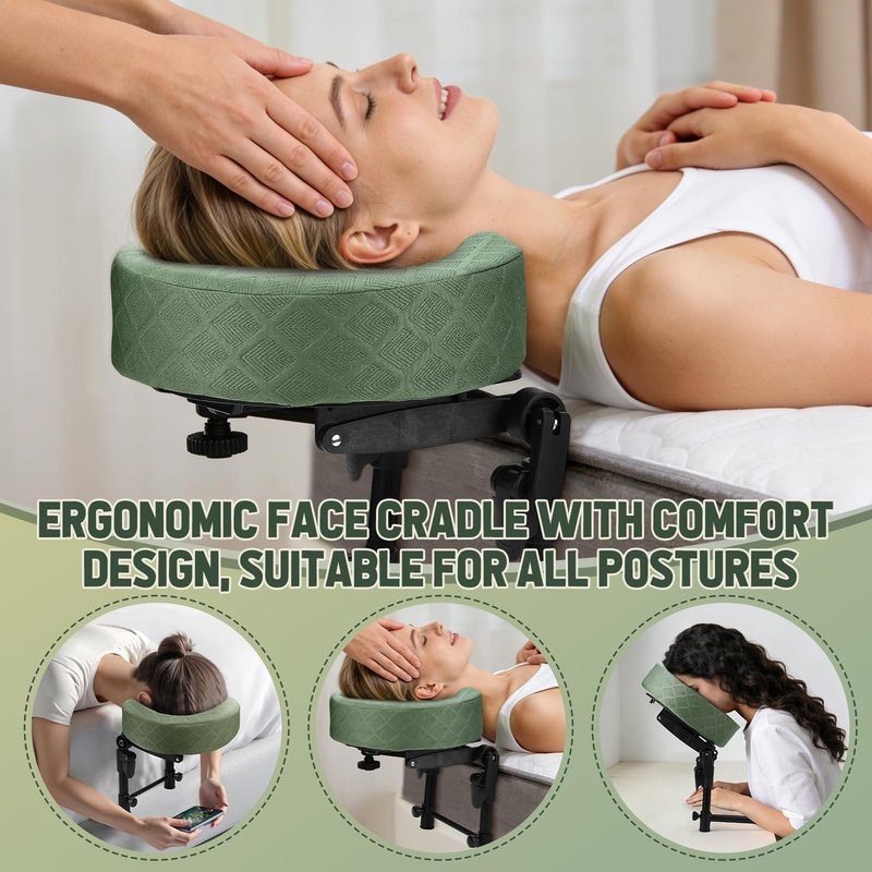 HairChrysm Massage Headrest for Bed with Scalp Massager Storage Bag, Adjustable Home Bed Massage Head Holder for Sleeping Mattress, Massage Face Cradle Face Down Pillow