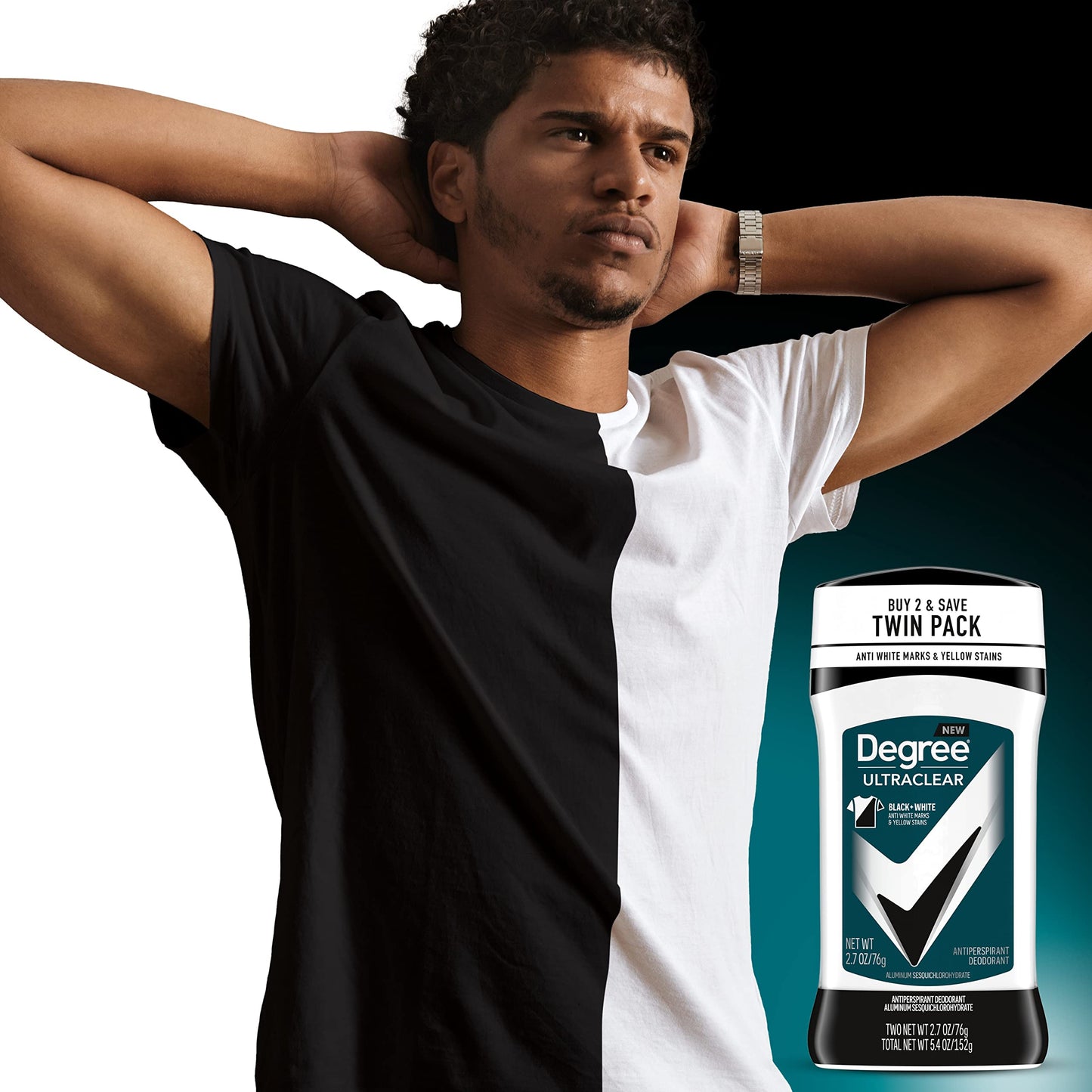 Degree Men UltraClear Antiperspirant Deodorant Black+White 2 Count 72-Hour Sweat & Odor Protection Antiperspirant For Men With MotionSense Technology 2.7 oz (Pack of 6)