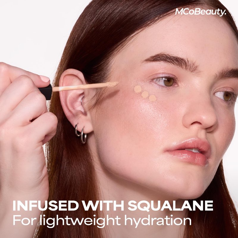 MCoBeauty Brighten & Perfect Cream Concealer - 2 Light Fair - Hydrating Buildable Coverage Under Eye, Blemish & Dark Circle Corrector with Vitamin E Hyaluronic Acid - Vegan & Cruelty Free