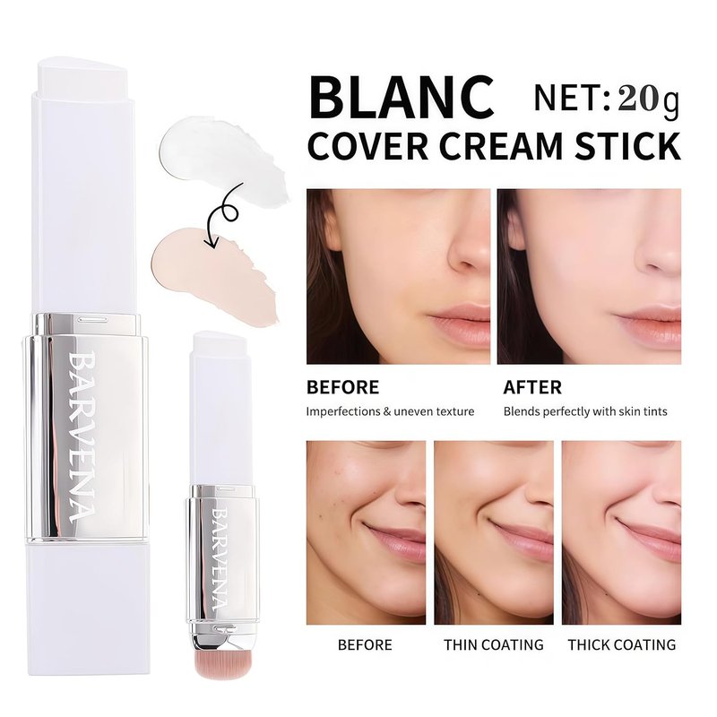 Color Changing Foundation Stick - Full Coverage Self-Adjusting Makeup for Mature Skin | Ivory White, 1 Fl Oz