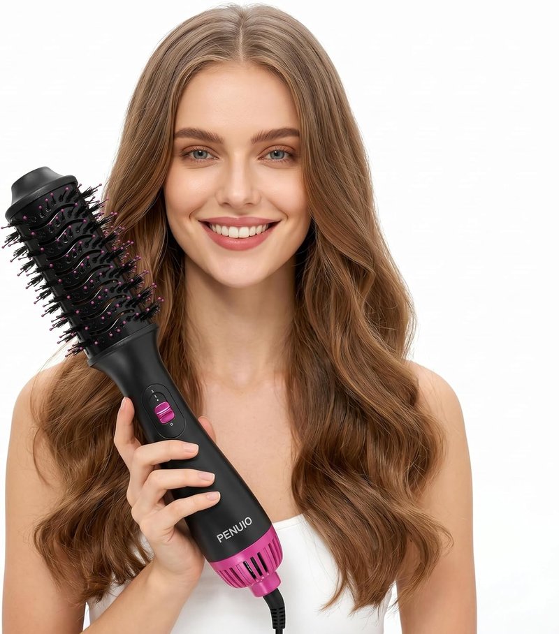 Hair Dryer Brush - 4-in-1 Hot Air Styler & Volumizer | Ionic Oval Barrel for Medium & Long Hair